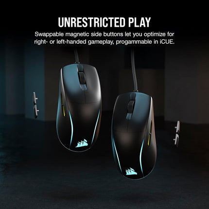 Corsair M75 Wired RGB Lightweight FPS Gaming Mouse � 26,000 DPI � Swappable Side Buttons � PC � Black