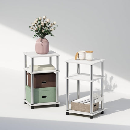 Furinno JUST Night Stand Set of 2, 3-Tier Turn-N-T