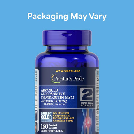 Puritan's Pride Triple Strength Glucosamine Chondroitin with Vitamin D3-160 Caplets