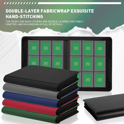Toploader Binder,Trading Card Binder Storage Hold up 288 Cards 9-Pocket Top Loader Binder with Sleeves for 3"x4" Rigid Toploaders Hard Cases (9Deep Green)