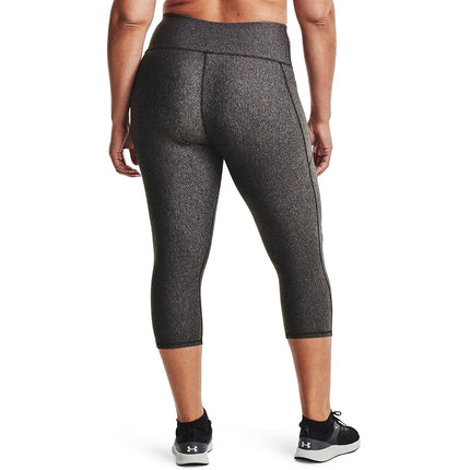 Under Armour Women's HeatGear High Waisted Pocketed Capri, Charcoal Light Heather (019)/White, X-S Tall