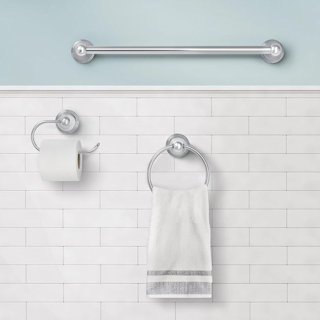 Moen Preston Collection Polished Chrome Bathroom Hand-Towel Ring, Wall Mounted Towel Holder, DN8486CH