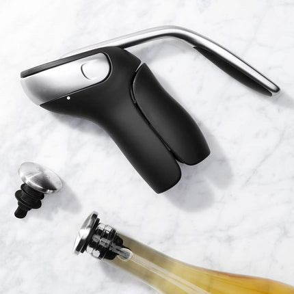 OXO SteeL Vertical Lever Corkscrew with Removable Foil Cutter, Silver, 18.7 x 18.7 x 6.1 cm 11147600UK