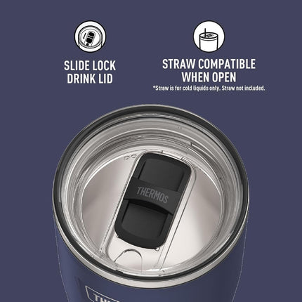 Mystic Navy-24 oz Stainless Steel Tumbler w/Slide Lock Lid