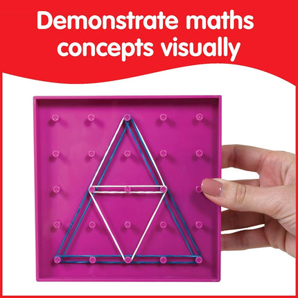 edxeducation Double-Sided Geoboard Set, Set of 6 with Rubber Bands