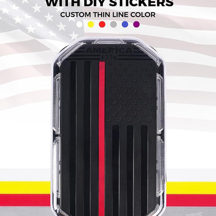 Xprite 42LED Rooftop Strobe Light, High Bright Hazard Warning Caution Light Bar w/Control Panel & American Flag Design, for Construction Vehicles Snow Plow Trucks (Amber White)