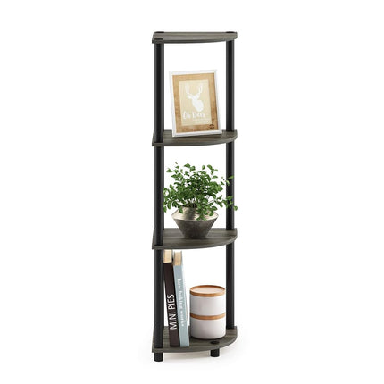 Furinno TURN-N-TUBE Corner Shelf, 4-Tier Corner Bookshelf, Display Storage Shelves with Open Shelves, for Organization and Storage, Living Room, Home Office, Garage, French Oak