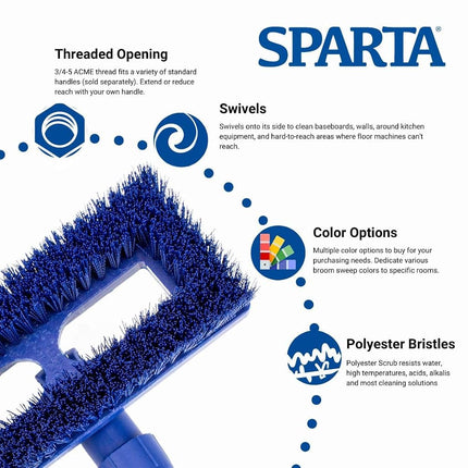 SPARTA Swivel Scrub Brush Floor Brush for Commercial Cleaning, Polyester, 8 Inches, Blue