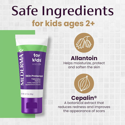 Mederma Scar Gel for Kids, Reduces the Appearance of Scars, 1 Pediatrician Recommended, Goes on Purple, Rubs in Clear, Kid Friendly, Grape Scent, Twin Pack for Kids 40g (2 x 20g)