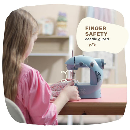 CraftBud Mini Sewing Machine for Beginners, Small Portable Double Speed Sewing Machine for Kids and Adults with Extension Table, 122 Pieces Gift Set Including Fabrics, One