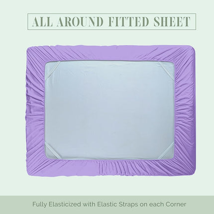 Elegant Comfort 1500 Premium Hotel Quality 18-24 Inches Deep - Extra Deep Pocket Single Fitted Sheet for High Mattress, Luxury and Softest, Smart Pocket - Wrinkle Free, Full, Lilac