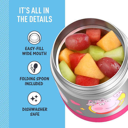 Thermos FUNTAINER, Bouteille alimentaire isotherme, 295 ml, Boîte repas enfant avec cuillère pliable, Peppa Pig