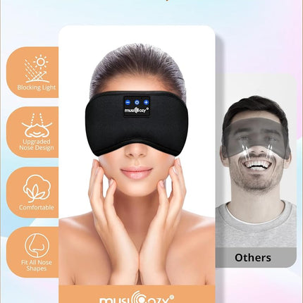 MUSICOZY Sleep Headphones Bluetooth 5.4 Headband Sleeping Headphones Eye Mask for Women Men Unisex, Wireless Music Mask Built-in Speakers Microphone Adjustable Strap for Side Sleepers Travel Office