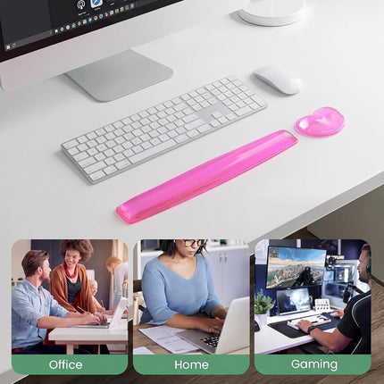 ABRONDA Gel Keyboard & Mouse Wrist Rest Set - Keyboard Wrist Rest Pad & Mouse Support for Office Gaming Pad Computer Laptop Ergonomic Comfortable Pain Relief-Pink Pad Set