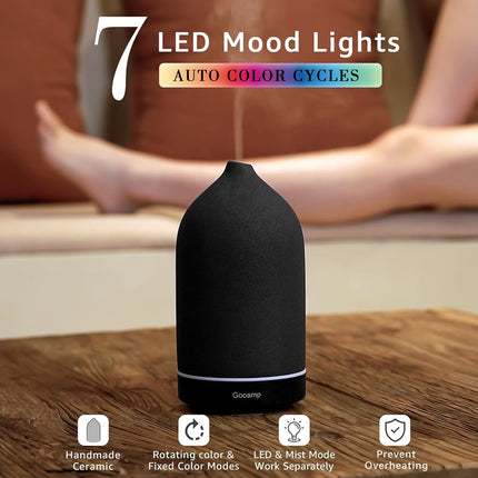 Gooamp Ceramic Essential Oil Diffuser for Home 200ML Humidifier