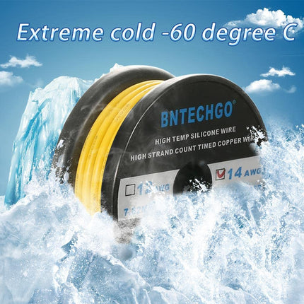 BNTECHGO 14 Gauge Silicone Wire Yellow 50ft Stranded Tinned Copper Wire