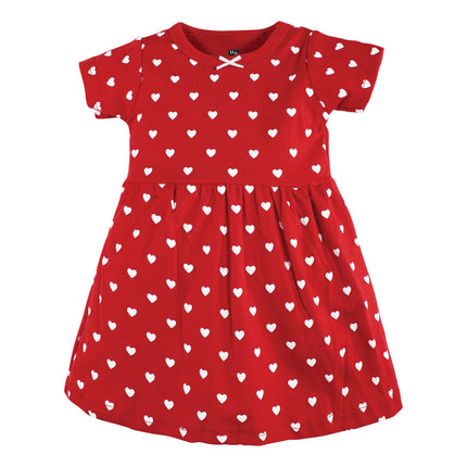 Hudson Baby Baby Girls' Cotton Dresses, Red Pink Hearts, 9-12 Months
