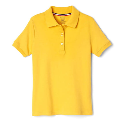 French Toast Girls Short Sleeve Polo Shirt with Picot Collar (Standard Sizes) School Uniform, Gold, 14-16 Plus