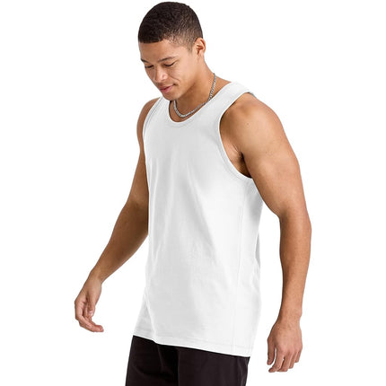 Hanes Men's Essentials Top Pack, Midweight Cotton Tanks, Sleeveless Shirts, 3-Pack, White, S