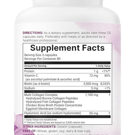 Micro Ingredients 2 Pack Multi Collagen Pills for Women & Men, 480 Capsules | Type I, II, III, V, X | Hydrolyzed Protein Peptides with Biotin, Hyaluronic Acid, & Vitamin C | Keto & Paleo Friendly