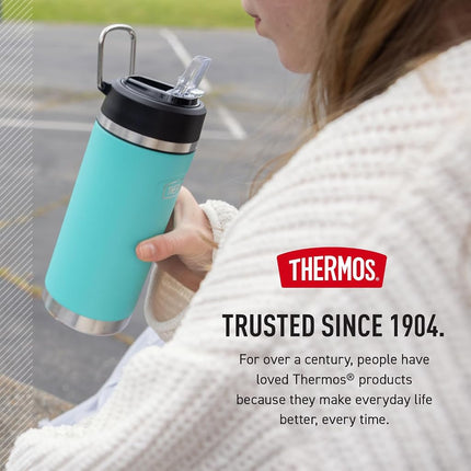THERMOS ICON Series, Insulated Water Bottle with Straw Lid - 18 Ounce, Navy - Stainless Steel Vacuum Insulated Water Bottle with Straw Lid