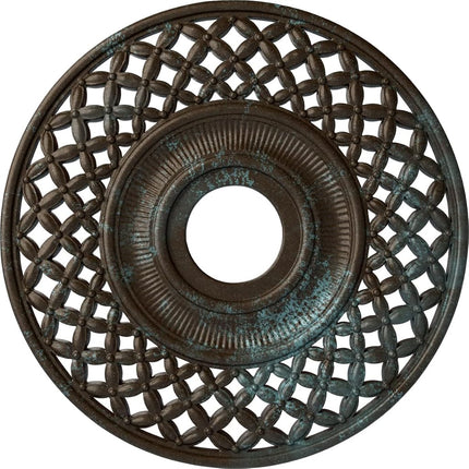 Ekena Millwork CM22RBBBS Robin Ceiling Medallion, Hand-Painted Bronze Blue Patina, 22 1/4" OD x 4 3/4" ID x 1 1/4" P (Fits Canopies up to 6 1/4")