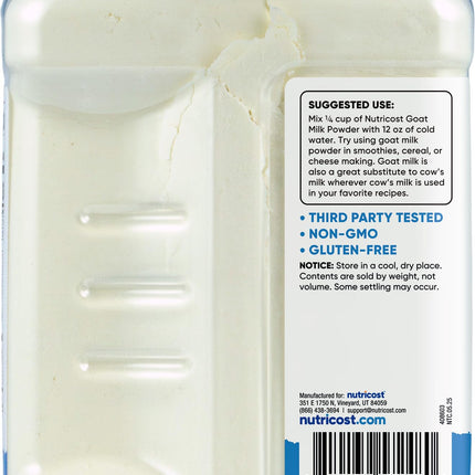 Nutricost Goat Milk Powder, 0.9 kg, Flavourless, Gluten Free, GMO Free