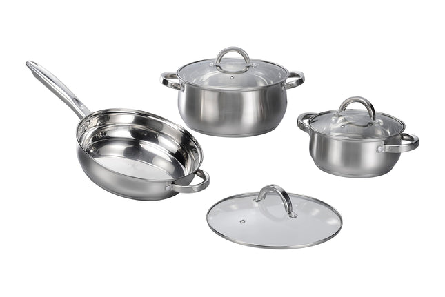 12-Piece Induction Ready Stainless Steel Cookware Sets with Glass Lid, Silver on Cookware Sets Stainless Steel