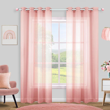 KOUFALL Blush Curtains 2 Panels,Dusty Pink Sheer G