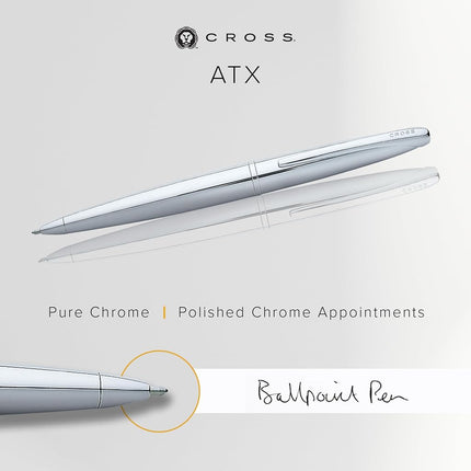 Cross Atx Pure Chrome Ball Pen with Chrome Plated Appointments - Silver
