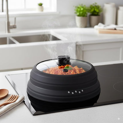 Microwave Splatter Cover 27cm, Collapsible Cookware Lid with Handle