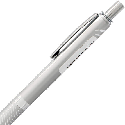 Bolígrafo de gel Pentel EnerGel Alloy RT, punta metálica mediana, cuerpo plateado, tinta negra, 1 unidad (BL407BP)