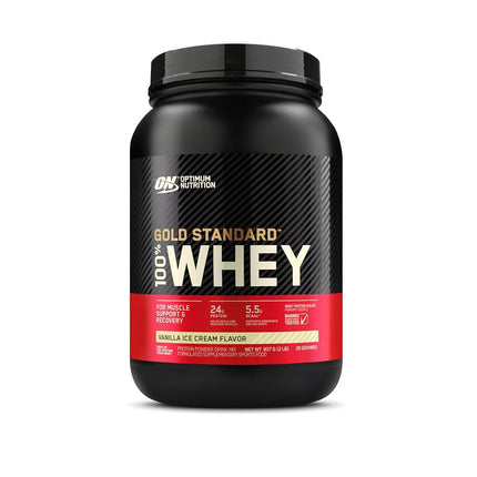 Optimum Nutrition Gold Standard 100% Whey Protein Powder, Vanilla Ice Cream, 907g - [packaging may vary]