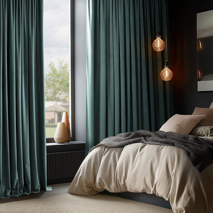 HPD Half Price Drapes Signature Velvet Thermal Blackout Curtains for Living Room 108 Inch Long (1 Panel) Rod Pocket Insulated Blackout Curtains for Bedroom Window Curtains, 50W x 108L, Skylark Blue
