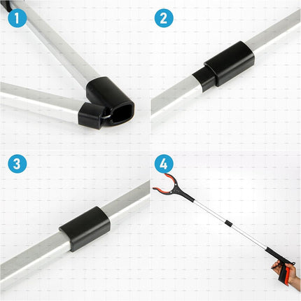 2025 Upgrade Grabber Reacher Tool, 360° Rotating Head, Wide Jaw, 32" Foldable, Trash Claw Grabbers for Elderly, Reaching Tool for Trash Pick Up Stick, Litter Picker, Arm Extension (Orange3)