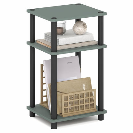 Furinno JUST Side Table, 3-Tier End Table, Open Shelves Night Stand, Bedside Table, Toolless Assembly, for Living Room, Bedroom, Sage Green