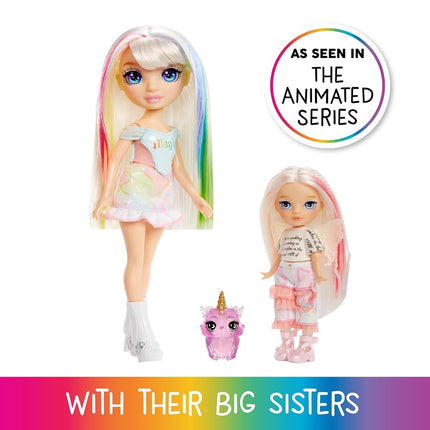 Rainbow High Littles Rainbow Fantasy Fairies & Pet - Opal, Rainbow - 14cm Posable Small Doll & Fantasy Owl Pet with Interchangeable Fairy Wings, Cute Present for Children 4+