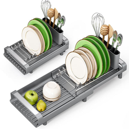 TOOLF Expandable Dish Rack, Compact Dish Drainer, 