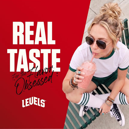 Levels Grass Fed Whey Protein Powder, No Artificials, 24G of Protein, Strawberry, 12 Count