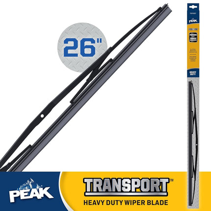 PEAK Transport 26" Heavy Duty Wide Saddle Windshield Wiper Blade, Durable Metal Wiper Blade Replacement for Trucks, RV's and Buses
