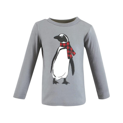 Hudson Baby Baby-Girls Long Sleeve T-Shirts, Winter Penguin Moose, 2T