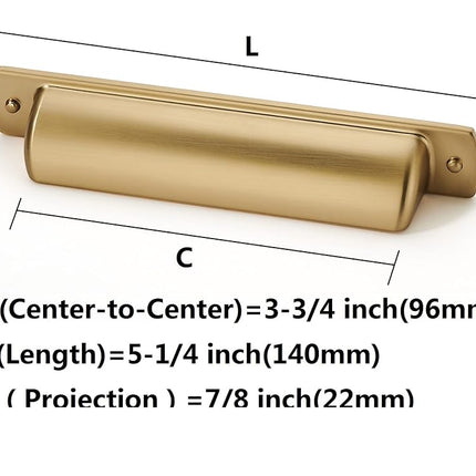 khtumeware 10 Pack 3 3/4"(96mm) Champagne Bronze Drawer Pulls Cabinet Bin Cup Pulls Kitchen Hardware Satin Brass Cabinet Handles Drawer Handles Knobs