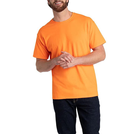 Fruit of the Loom Men's Eversoft Cotton T-Shirts (Regular and Big & Tall), Crew-2 Pack-Safety Orange, Medium