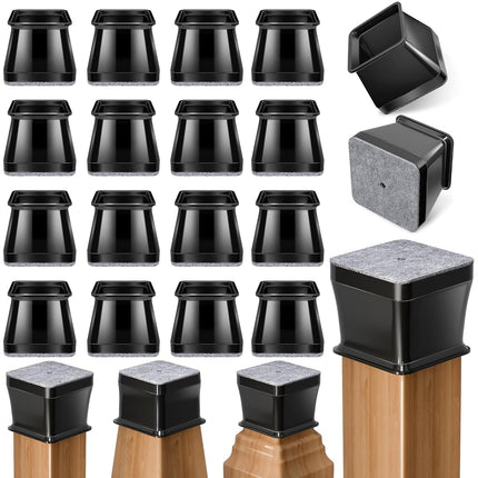 24 Pcs Chair Leg Floor Protectors Square,Black Sil