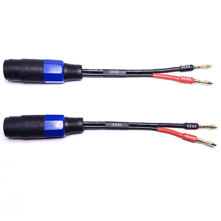 CNCESS CESS-004 Câble adaptateur pour haut-parleur Fiche Banane vers Speakon Femelle 12AWG - Lot de 2 (Banane 4mm)