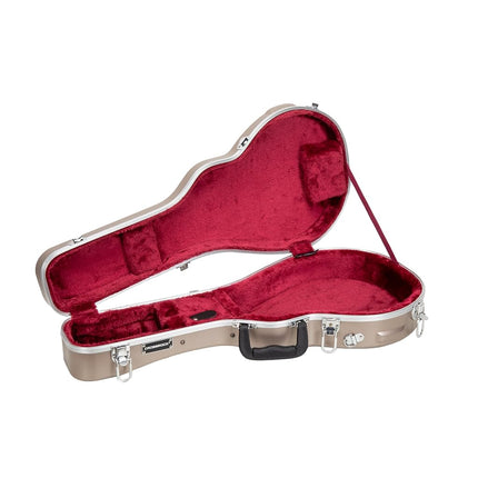 Crossrock F-Style Mandolin Case | ABS Molded Hardshell with Security Lock, Metal Feet, and Detachable Straps-Champagne (CRA862MFCH)