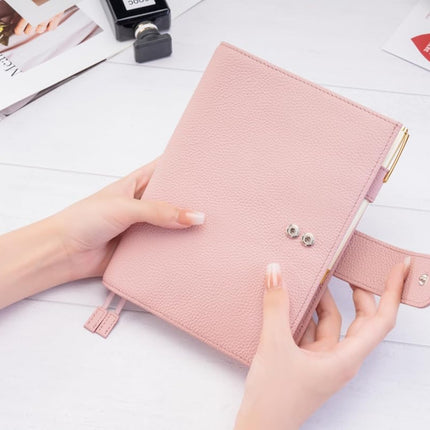 Ox Knight B6 Leather Planner Cover for Stalogy, Midori, Leuchtturm1917, and More - with Pen Loop, Card Slots, Back Pocket, and Bookmarks (Pink)