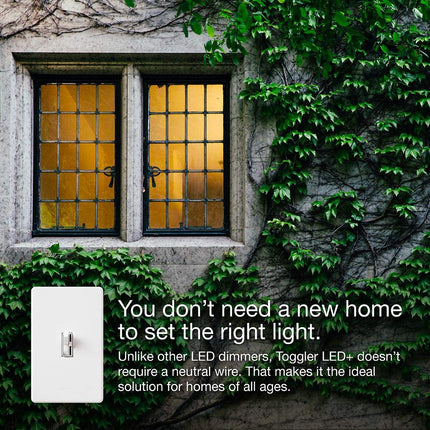 Lutron TGCL-153PH-IV Toggler CFL/LED Single-Pole/3-Way Toggler Dimmer, Ivory