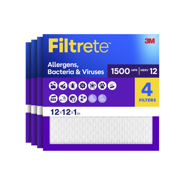 Filtrete 12x12x1 Air Filter, MPR 1500, MERV 12, He