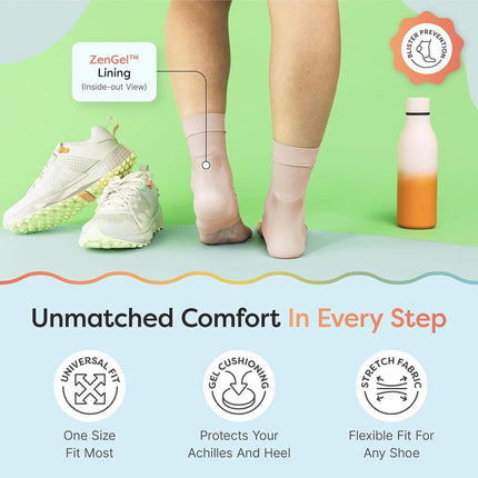 ZenToes Achilles Tendon Heel Protector Compression Padded Sleeve Socks for Bursitis, tendonitis, Tenderness - 1 Pair